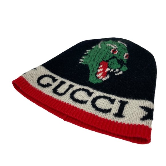 Gucci Panther & Snake Knit Cap Black White - Picture 1 of 9